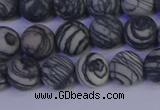 CTJ402 15.5 inches 8mm round matte black water jasper beads