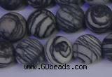 CTJ404 15.5 inches 12mm round matte black water jasper beads