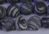 CTJ405 15.5 inches 14mm round matte black water jasper beads