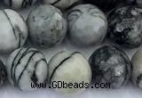 CTJ426 15 inches 8mm faceted round black water jasper beads