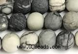 CTJ431 15 inches 6mm round matte black water jasper beads