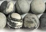 CTJ433 15 inches 10mm round matte black water jasper beads