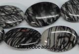 CTJ44 15.5 inches 18*25mm oval black water jasper beads wholesale