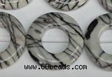 CTJ70 15.5 inches 30mm donut black water jasper beads wholesale