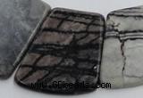 CTJ75 Top drilled 20*25mm - 26*32mm trapezoid black water jasper beads