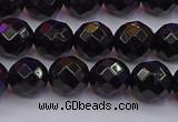 CTO137 15.5 inches 8mm faceted round black tourmaline beads