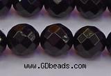 CTO139 15.5 inches 12mm faceted round black tourmaline beads