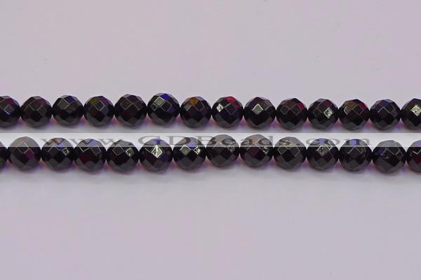 CTO139 15.5 inches 12mm faceted round black tourmaline beads