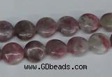 CTO202 15.5 inches 10mm flat round pink tourmaline gemstone beads