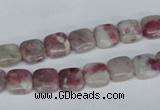 CTO205 15.5 inches 8*8mm square pink tourmaline gemstone beads