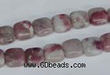 CTO207 15.5 inches 12*12mm square pink tourmaline gemstone beads