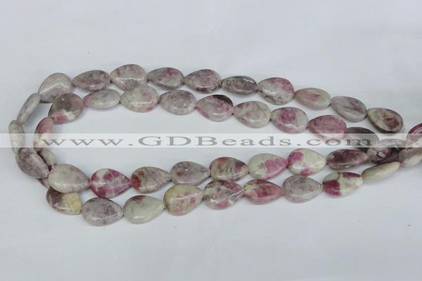 CTO214 15.5 inches 13*18mm flat teardrop pink tourmaline gemstone beads