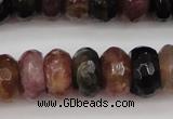 CTO378 15.5 inches 6*10mm faceted rondelle natural tourmaline beads