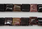 CTO387 15.5 inches 10*10mm square natural tourmaline beads wholesale