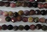 CTO460 15.5 inches 4mm faceted round natural tourmaline gemstone beads