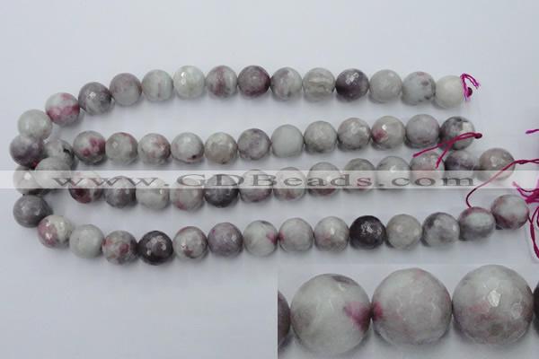 CTO485 15.5 inches 14mm faceted round pink tourmaline gemstone beads