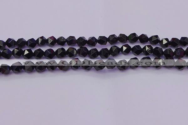 CTO645 15.5 inches 6mm faceted nuggets black tourmaline beads