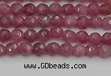 CTO656 15.5 inches 4mm faceted round Chinese tourmaline beads