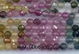 CTO735 15 inches 2mm faceted round tourmaline beads