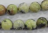 CTP105 15.5 inches 14mm round yellow pine turquoise beads wholesale