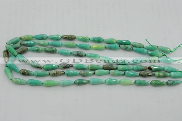 CTR06 15.5 inches 6*16mm faceted teardrop grass agate beads