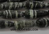 CTR103 15.5 inches 8*20mm faceted teardrop green silver line jasper beads