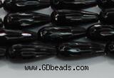 CTR109 15.5 inches 8*20mm faceted teardrop black agate beads