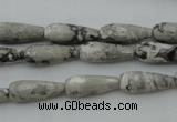 CTR11 15.5 inches 6*16mm faceted teardrop grey picture jasper beads