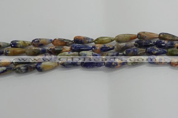 CTR111 15.5 inches 8*20mm faceted teardrop orange sodalite beads