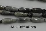 CTR12 15.5 inches 6*16mm faceted teardrop eagle eye jasper beads