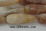 CTR141 15.5 inches 10*30mm faceted teardrop yellow agate beads