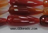 CTR142 15.5 inches 10*30mm faceted teardrop red agate beads