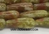 CTR152 15.5 inches 6*16mm teardrop green dragon serpentine jasper beads