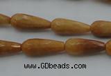 CTR21 15.5 inches 8*20mm faceted teardrop yellow jade beads