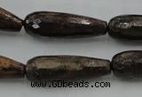 CTR30 15.5 inches 10*30mm faceted teardrop bronzite gemstone beads