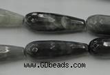 CTR31 15.5 inches 10*30mm faceted teardrop eagle eye jasper beads