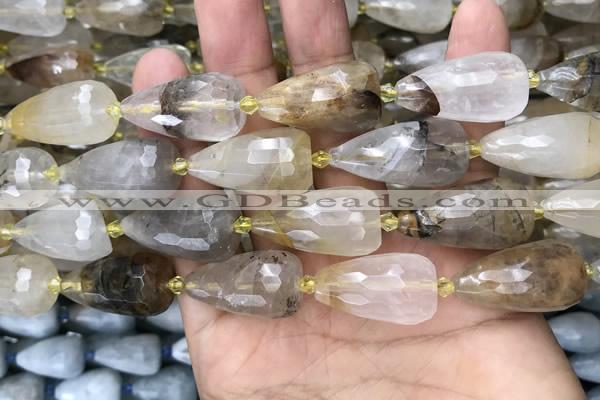 CTR353 15.5 inches 15*25mm faceted teardrop scenic quartz beads