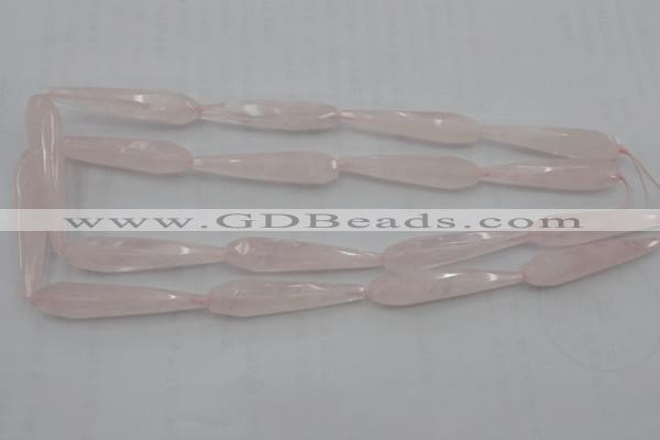 CTR41 15.5 inches 10*40mm faceted teardrop rose quartz beads