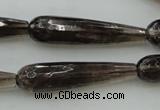 CTR42 15.5 inches 10*40mm faceted teardrop smoky quartz beads