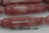 CTR58 15.5 inches 10*40mm faceted teardrop strawberry quartz beads