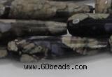 CTR60 15.5 inches 10*40mm faceted teardrop grey opal gemstone beads