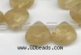 CTR615 Top drilled 10*10mm faceted briolette yellow watermelon beads