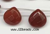 CTR616 Top drilled 10*10mm faceted briolette red agate beads