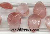 CTR661 Top drilled 10*14mm faceted briolette cherry quartz beads