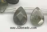 CTR671 Top drilled 10*14mm faceted briolette labradorite beads