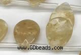 CTR692 Top drilled 12*16mm faceted briolette yellow watermelon beads