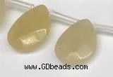 CTR693 Top drilled 12*16mm faceted briolette yellow aventurine beads