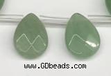 CTR696 Top drilled 12*16mm faceted briolette green aventurine beads