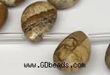 CTR699 Top drilled 12*16mm faceted briolette picture jasper beads