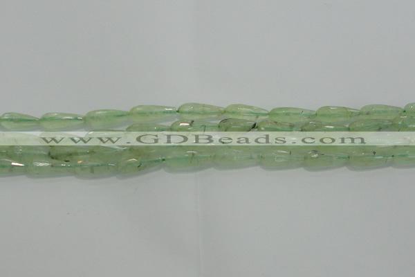 CTR72 15.5 inches 6*16mm faceted teardrop green rutilated quartz beads